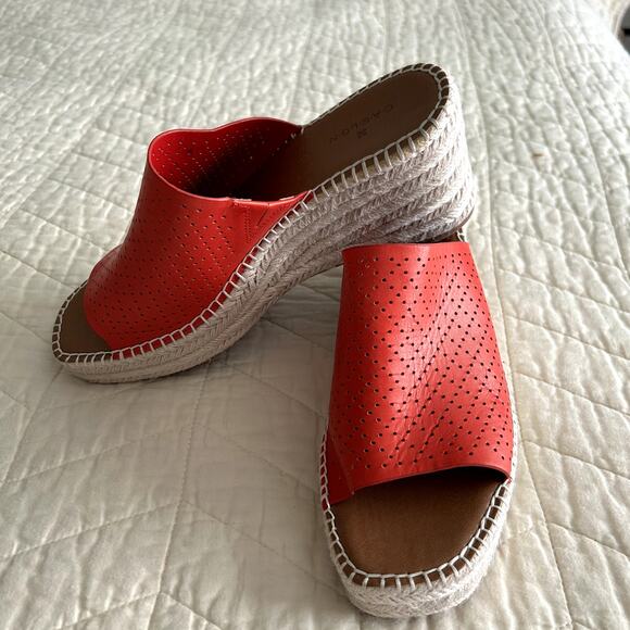 Caslon Camdyn Leather Perforated Espadrille Sandals size 10 - Picture 1 of 15